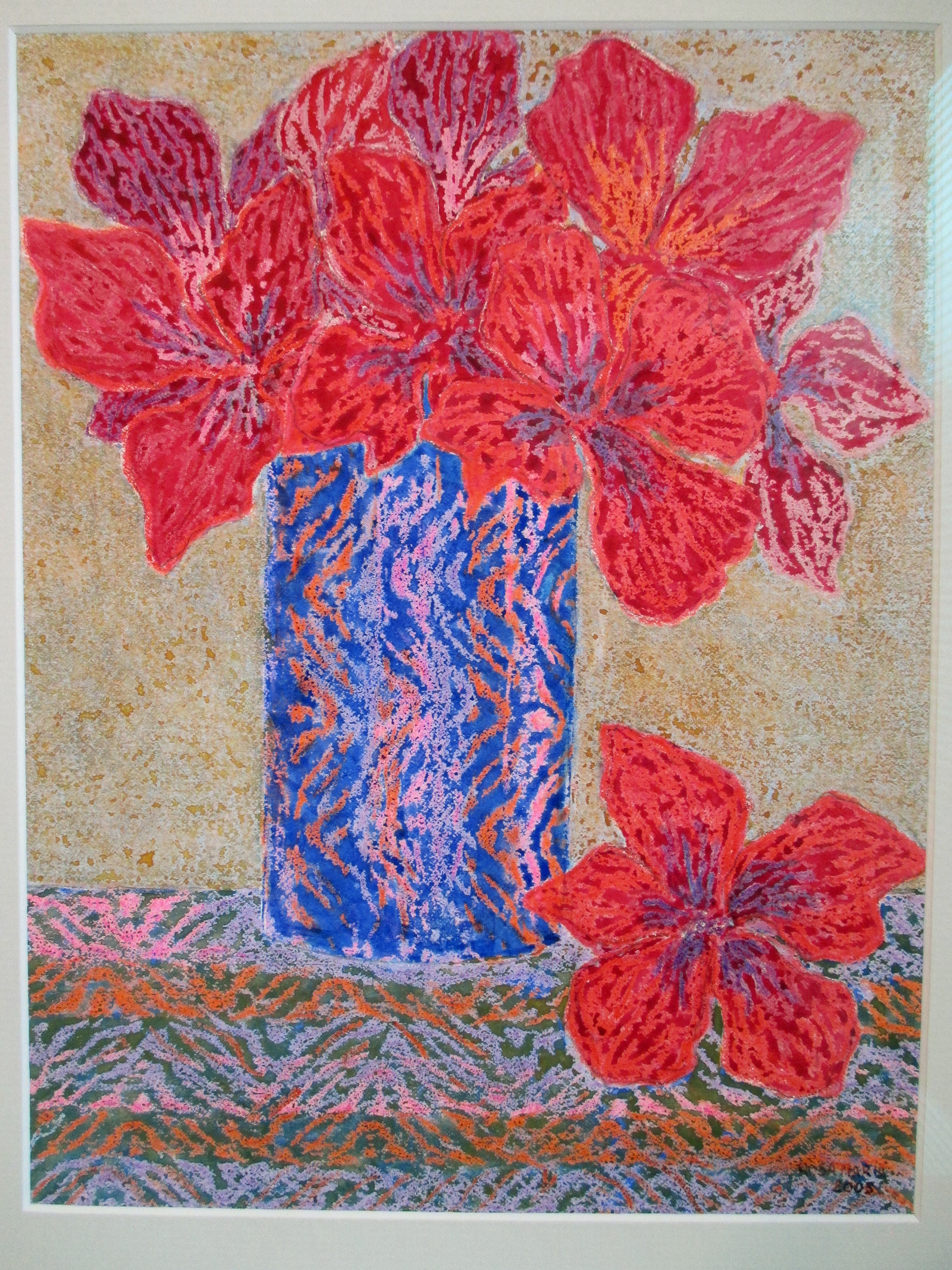 Hibiscus on Blue Vase