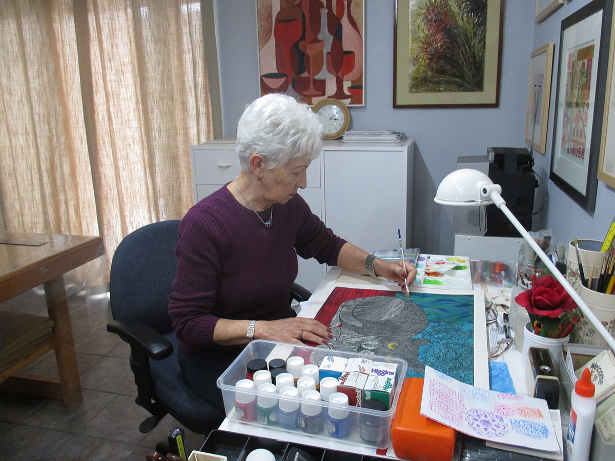 Rosa Maria at work in her studio